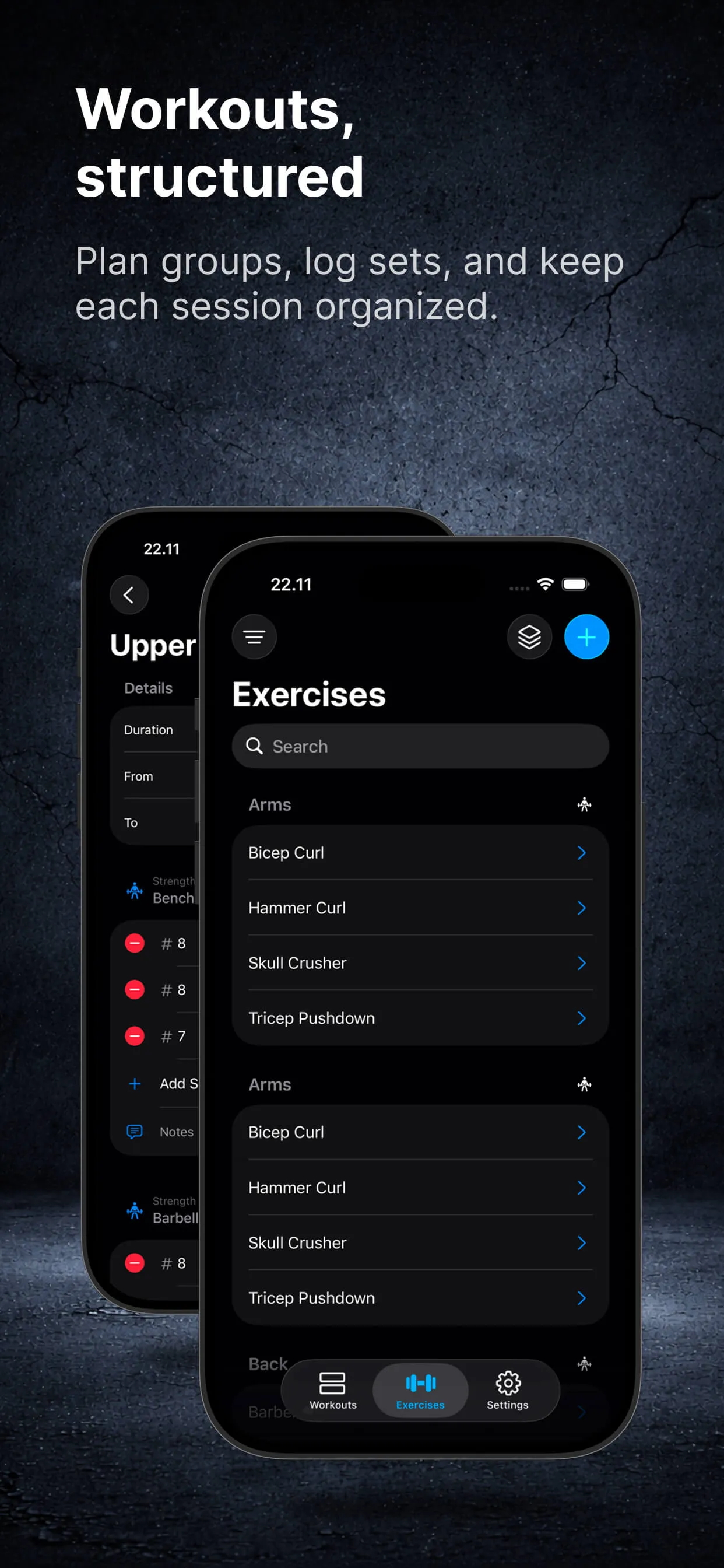 Workout templates in Offgrid Training